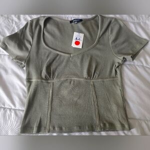 Forever 21 Olive Green Ribbed Top